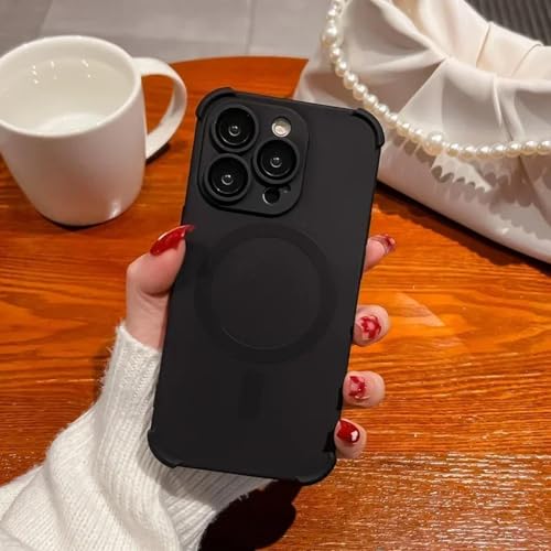 HPQWN Für iPhone 16Promax Silikon Stoßfeste Softcase Schutzhülle für kabelloses Laden der Linse (Für iPhone 16Promax/Schwarz) von HPQWN