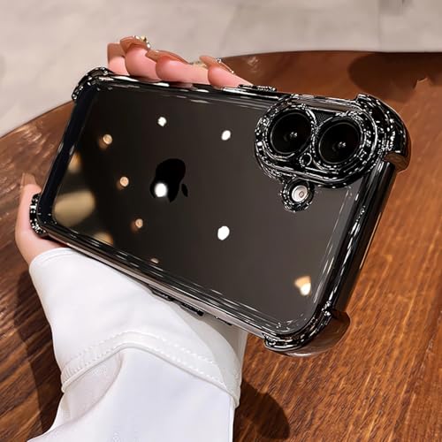 HPQWN für iPhone 13 Luxus-Beschichtung Airbag Weiche Silikonhülle Glaslinsenschutzabdeckung (für iPhone 13/Schwarz) von HPQWN