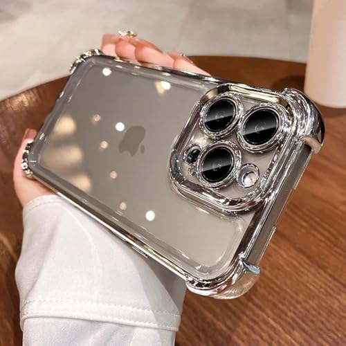 HPQWN für iPhone 13 Pro Luxus-Airbag-Schutzhülle aus weichem Silikon mit Glaslinsenschutz (für iPhone 13 Pro/Titangrau) von HPQWN