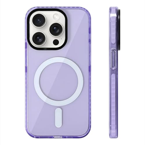 HPQWN für iPhone 14 Pro (6,1 Zoll), transparente neonfarbene Handyhülle, kabelloses Laden, weiche Silikon-Stoßstangenabdeckung (für iPhone 14 Pro (6,1 Zoll)/Lavendel) von HPQWN