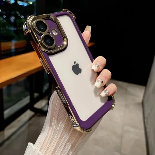 HPQWN für iPhone 16 ProMax Airbag-stoßfeste Hülle, luxuriöse Beschichtung, zweifarbige Silikonhülle (für iPhone 16 ProMax/Lila) von HPQWN