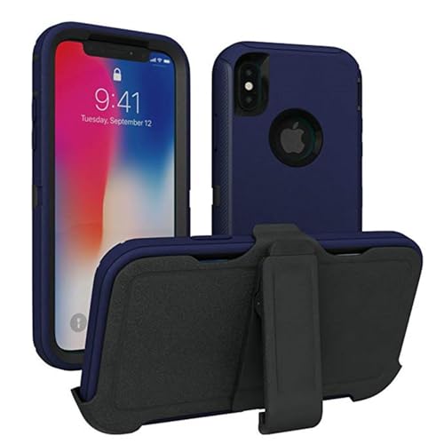 HPQWN für iPhone 6 6s Plus 3-in-1-Rüstungshülle mit stoßfestem Clip (für iPhone 6 6s Plus/Marineschwarz) von HPQWN