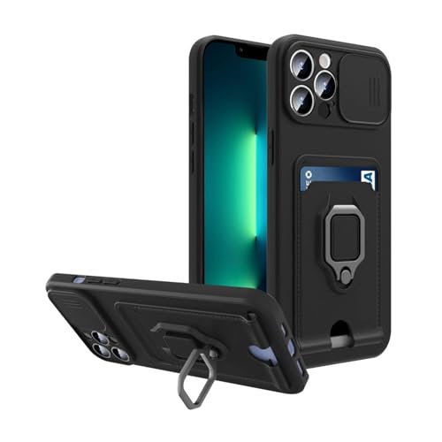 HPQWN für iPhone 7 8 Plus Slide Camera TPU Case Stoßfeste Panzerung Kartenfächer Brieftasche Silikonhülle (für iPhone 7 8 Plus/schwarz) von HPQWN