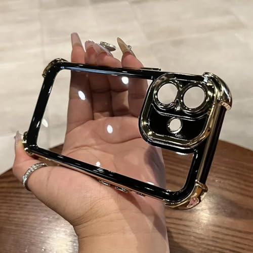 HPQWN für iPhone15 ProMax Airbag Stoßfeste Hülle Luxusbeschichtung Zweifarbige Silikonhülle (für iPhone15 ProMax/Schwarz) von HPQWN
