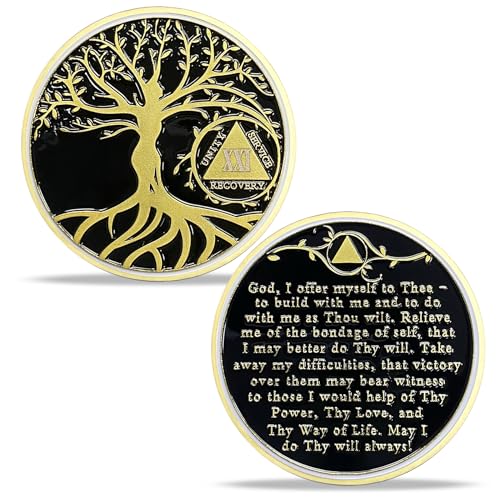 21 Year Tree of Life Nüchternheits-Chip, AA-Chips und Medaillons – Nüchternheits-Erholungsmünze, nüchternes Geschenk für Alkoholiker, Anonyme Genesung von HPY HLTH