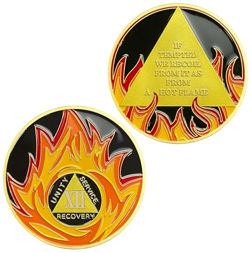Nüchternheits-Chips und Medaillons mit 12-Jahres-Flammen – Nüchternheits-Erholungsmünze, nüchternes Geschenk für Alkoholiker, Anonyme Genesung Nüchternheits-Chips und Medaillons mit 12-Jahres-Flammen – Nüchternheits-Erholungsmünze, nüchternes Geschenk für Alkoholiker, Anonyme Genesung von HPY HLTH