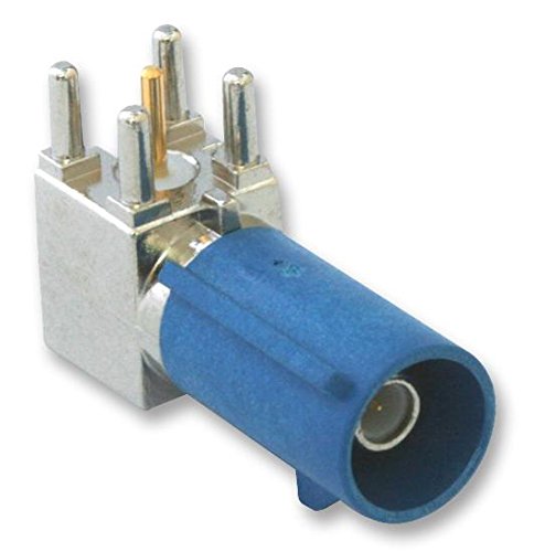 Koaxial-RF, SMB, Winkelstecker, 50 Ohm, Koaxialabschluss durch rechtwinklige Bohrung, Winkelstecker Steckverbinder, Leiterplattenbefestigung, Koaxial, SMB, Messing von HQ TEC