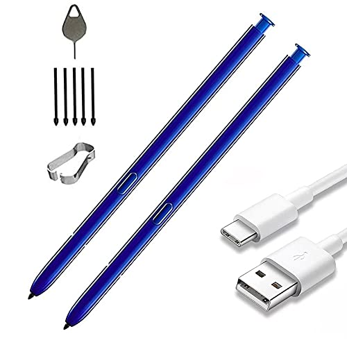 2 Stück Galaxy Note 10 Stift (ohne Bluetooth) Ersatz für Samsung Galaxy Note 10 Note 10 Note 10 Plus Note 10+ Note 10 + 5G Stylus Touch S Pen + Ersatzspitzen / Spitzen (blau) von HQB-STAR