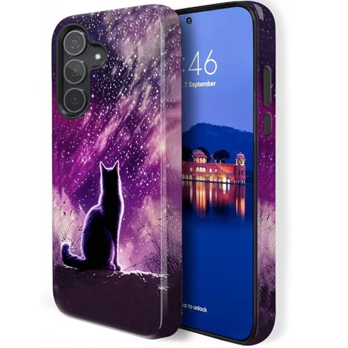 HQUSZPT Schutzhülle für Samsung Galaxy S25 Plus, zweilagiger Schutz, strapazierfähig, kompatibel mit Samsung Galaxy S25 Plus, Katze meditiert unter einem Nebel von HQUSZPT