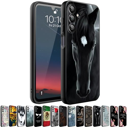 HQUSZPT Schutzhülle kompatibel mit Samsung Galaxy A15 5G, schlanke, stoßfeste Schutzhülle für Samsung Galaxy A15 5G, schwarzes Pferd von HQUSZPT
