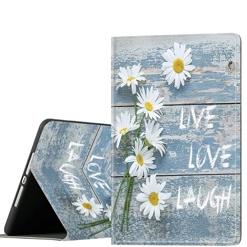 Kompatibel mit iPad 9. Generation (2021)/8. Generation (2020)/7. Generation (2019) 10,2 Zoll, Verstellbarer Ständer und automatische Wake/Sleep-Funktion, Smart Protect Case, Live Love Laugh Daisy von HQUSZPT