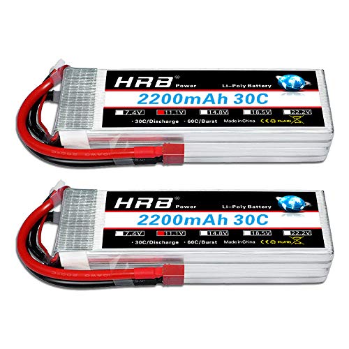 HRB 2PCS 11,1V 2200mAh 3S 30C Lipo Batterie mit Deans T Stecker für RC Evader BX Auto RC Truck RC Truggy RC Flugzeug UAV Drohne FPV von HRB POWER