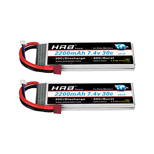 HRB 2PCS 2S 7.4V 2200mAh 30C Lipo Batterie mit Deans T Stecker für RC Hubschrauber Flugzeug Auto Boot LKW HRB 2PCS 2S 7.4V 2200mAh 30C Lipo Batterie mit Deans T Stecker für RC Hubschrauber Flugzeug Auto Boot LKW von HRB POWER