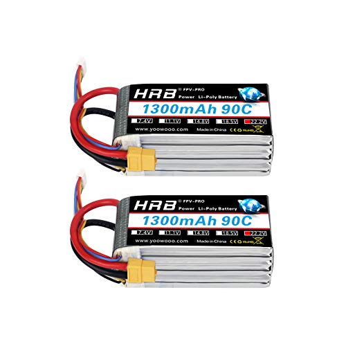 HRB 2PCS 6S 22.2V 1300mAh 90C XT60 Lipo Battery Replacement for 450 Class Helicopters Airplanes Cars Truck Buggy Truggy Drones Multicopter HRB 2PCS 6S 22.2V 1300mAh 90C XT60 Lipo Battery Replacement for 450 Class Helicopters Airplanes Cars Truck Buggy Truggy Drones Multicopter von HRB POWER