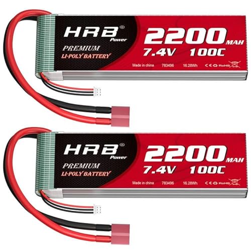 HRB 2S 7.4V 2200mAh LiPo Akku 100C Deans T Plug RC Akkus für 1:16 Slash, 1/16 Summit, 1/16 E-Revo, Rally Fahrzeuge von HRB POWER