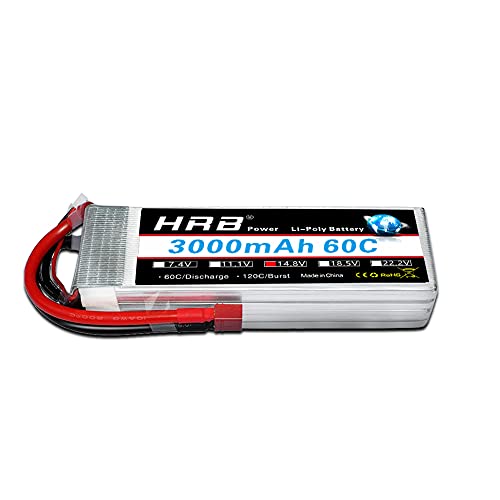 HRB 4s lipo Akku 14.8v 3000mah lipo Batterie 60C mit Deans T Stecker Batterie der Klasse A+ für RC Boot Hubschrauber Flugzeug Quadcopter Drohne von HRB POWER