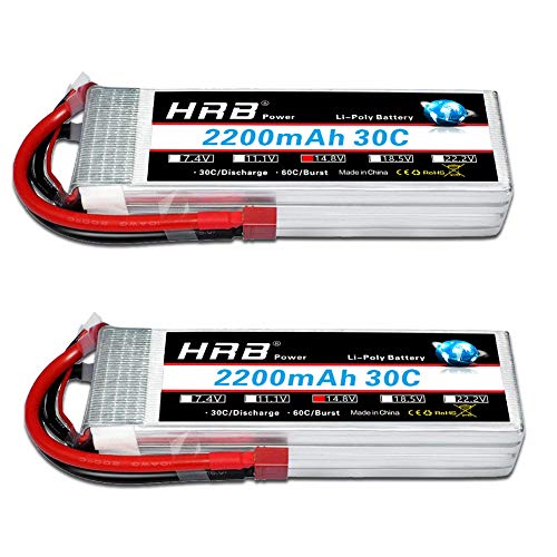 HRB Lipo Akku Pack 2200mAh 14.8V 30C 4S für RC Hubschrauber RC Flugzeug RC Hobby RC Helikopter Quadrocopter (2packs) von HRB POWER