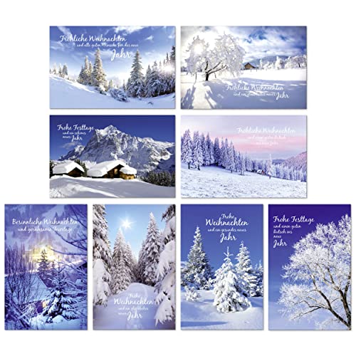 HRB 100 Stück Weihnachtskarten mit Umschlag (Serie 4), Grußkarten für Weihnachten, Postkartenformat von 11,5 x 17,5 cm, jede Karte ist einzeln eingeschweißt von HRB