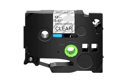 HRNJX Beilagen mit zusätzlichen Festigkeitsetiketten, kompatibel mit TZ-S241 TZE-S231 S131 S631 Schwarz auf Weiß 12mm Kompatibel mit PT-P700 D400(Black on Clear) von HRNJX