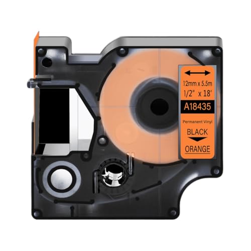 HRNJX Kompatible 18444 12mm Ind -Polyester Flexible Nylon -Etikettenbänder Kompatibel mit und andere Etikettdrucker 3M PL150 5200(Orange Vinyl) von HRNJX