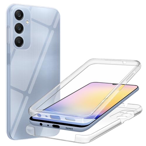 HSP 360 Grad Hülle für Samsung Galaxy A25 5G [Vollschutz] Handyhülle | Case Schutzhülle Kratzfest Stoßfest Fallschutz | Kameraschutz Displayschutz | Passgenau Premium TPU und PC Verbund | Transparent von HS Products