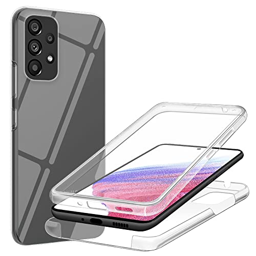 HSP 360 Grad Hülle für Samsung Galaxy A53 5G [Vollschutz] Handyhülle | Case Schutzhülle Kratzfest Stoßfest Fallschutz | Kameraschutz Displayschutz | Passgenau Premium TPU und PC Verbund | Transparent von HS Products
