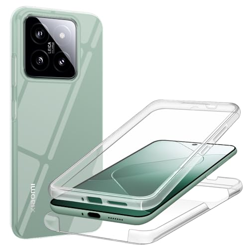 HSP 360 Grad Hülle für Xiaomi 14 Pro [Vollschutz] Handyhülle | Case Schutzhülle Kratzfest Stoßfest Fallschutz | Kameraschutz Displayschutz | Passgenau Premium TPU und PC Verbund | Transparent von HS Products