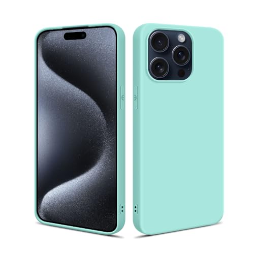 HSP Hülle für Apple iPhone 15 Pro Max [Staubabweisend] Handyhülle | Premium TPU Silikon Case Schutzhülle | Kratzfest Stoßfest Fallschutz | Kameraschutz Displayschutz | Passgenau Dünn Matt | Türkis von HS Products