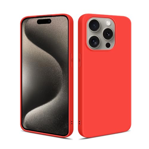 HSP Hülle für Apple iPhone 15 Pro [Staubabweisend] Handyhülle | Premium TPU Silikon Case Schutzhülle | Kratzfest Stoßfest Fallschutz | Kameraschutz Displayschutz | Passgenau Dünn Matt | Rot von HS Products