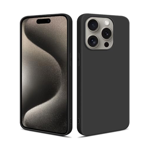 HSP Hülle für Apple iPhone 15 Pro [Staubabweisend] Handyhülle | Premium TPU Silikon Case Schutzhülle | Kratzfest Stoßfest Fallschutz | Kameraschutz Displayschutz | Passgenau Dünn Matt | Schwarz von HS Products