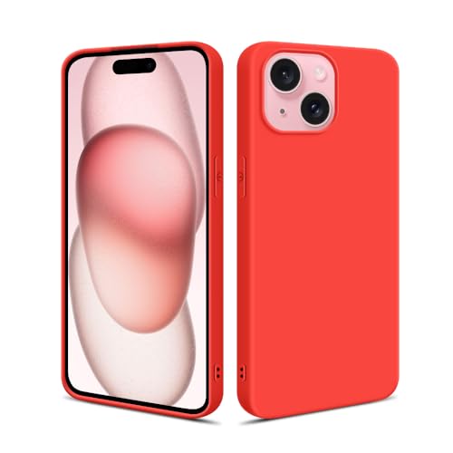 HSP Hülle für Apple iPhone 15 [Staubabweisend] Handyhülle | Premium TPU Silikon Case Schutzhülle | Kratzfest Stoßfest Fallschutz | Kameraschutz Displayschutz | Passgenau Dünn Matt | Rot von HS Products