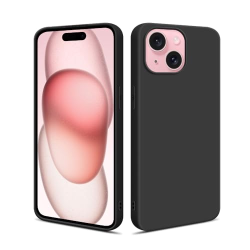 HSP Hülle für Apple iPhone 15 [Staubabweisend] Handyhülle | Premium TPU Silikon Case Schutzhülle | Kratzfest Stoßfest Fallschutz | Kameraschutz Displayschutz | Passgenau Dünn Matt | Schwarz von HS Products