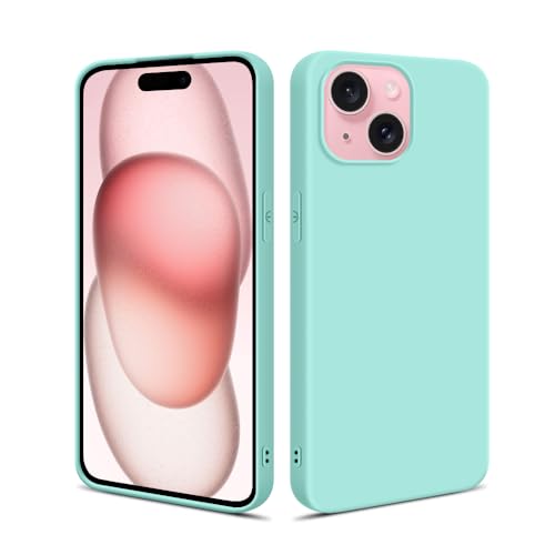 HSP Hülle für Apple iPhone 15 [Staubabweisend] Handyhülle | Premium TPU Silikon Case Schutzhülle | Kratzfest Stoßfest Fallschutz | Kameraschutz Displayschutz | Passgenau Dünn Matt | Türkis von HS Products