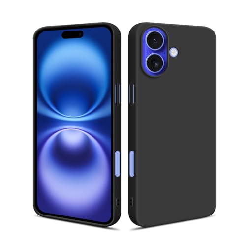HSP Hülle für Apple iPhone 16 Plus [Staubabweisend] Handyhülle | Premium TPU Silikon Case Schutzhülle | Kratzfest Stoßfest Fallschutz | Kameraschutz Displayschutz | Passgenau Dünn Matt | Schwarz von HS Products