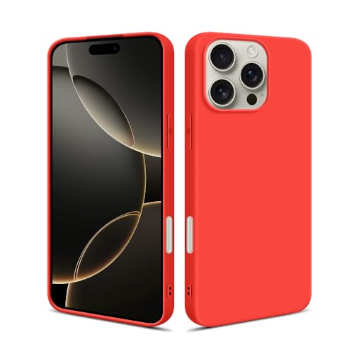 HSP Hülle für Apple iPhone 16 Pro Max [Staubabweisend] Handyhülle | Premium TPU Silikon Case Schutzhülle | Kratzfest Stoßfest Fallschutz | Kameraschutz Displayschutz | Passgenau Dünn Matt | Rot von HS Products
