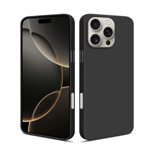 HSP Hülle für Apple iPhone 16 Pro Max [Staubabweisend] Handyhülle | Premium TPU Silikon Case Schutzhülle | Kratzfest Stoßfest Fallschutz | Kameraschutz Displayschutz | Passgenau Dünn Matt | Schwarz von HS Products
