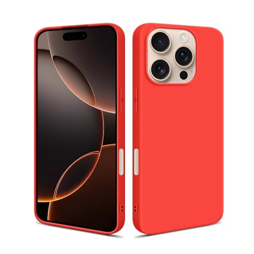 HSP Hülle für Apple iPhone 16 Pro [Staubabweisend] Handyhülle | Premium TPU Silikon Case Schutzhülle | Kratzfest Stoßfest Fallschutz | Kameraschutz Displayschutz | Passgenau Dünn Matt | Rot von HS Products