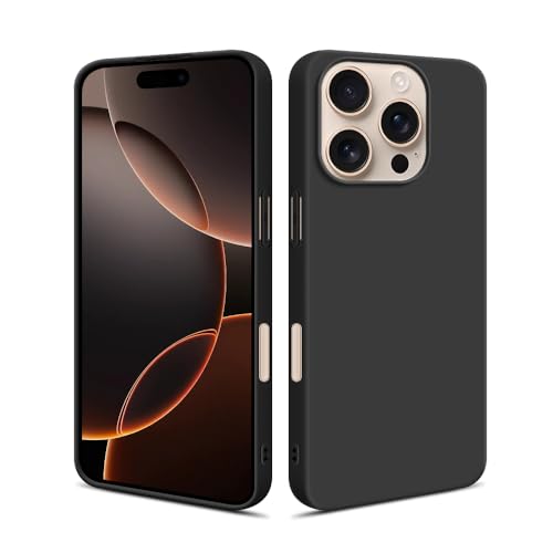 HSP Hülle für Apple iPhone 16 Pro [Staubabweisend] Handyhülle | Premium TPU Silikon Case Schutzhülle | Kratzfest Stoßfest Fallschutz | Kameraschutz Displayschutz | Passgenau Dünn Matt | Schwarz von HS Products