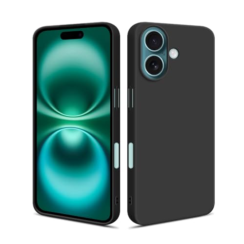 HSP Hülle für Apple iPhone 16 [Staubabweisend] Handyhülle | Premium TPU Silikon Case Schutzhülle | Kratzfest Stoßfest Fallschutz | Kameraschutz Displayschutz | Passgenau Dünn Matt | Schwarz von HS Products
