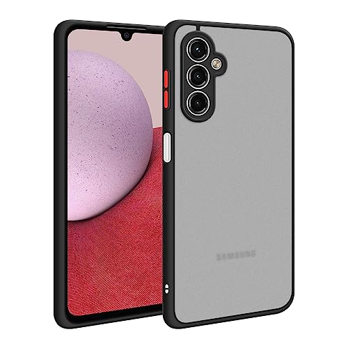 HSP Hülle für Samsung Galaxy A14 4G/5G [Premium Hybrid Schutz] Bumper Kratzfest Stoßfest Fallschutz Schutzhülle | Silikon Rahmen | Frosted PC Rückseite | Kameraschutz Displayschutz Passgenau | Schwarz von HS Products