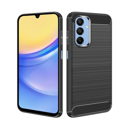 HSP Hülle für Samsung Galaxy A15 5G [Carbon Fiber] Handyhülle | Kohlefaser Premium TPU Silikon Case Schutzhülle | Kratzfest Stoßfest Fallschutz | Kameraschutz Displayschutz Passgenau | Schwarz von HS Products