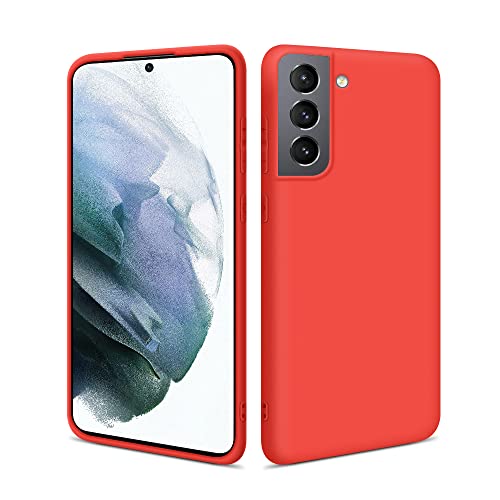 HSP Hülle für Samsung Galaxy S21 FE 5G [Staubabweisend] Handyhülle | Premium TPU Silikon Case Schutzhülle | Kratzfest Stoßfest Fallschutz | Kabelloses Laden Kameraschutz Passgenau Dünn Matt | Rot von HS Products