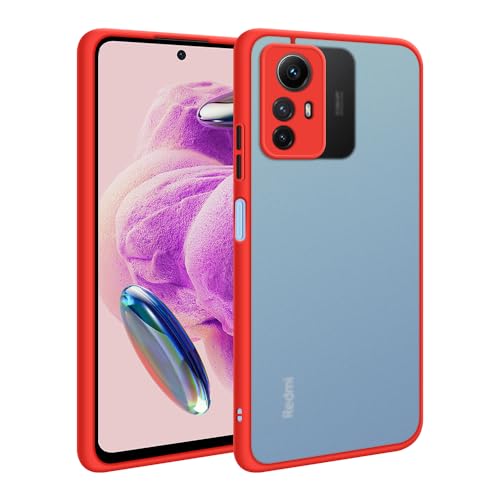 HSP Hülle für Xiaomi Redmi Note 12S [Premium Hybrid Schutz] Bumper Kratzfest Stoßfest Fallschutz Schutzhülle | Silikon Rahmen | Frosted PC Rückseite | Kameraschutz Displayschutz Passgenau | Rot von HS Products