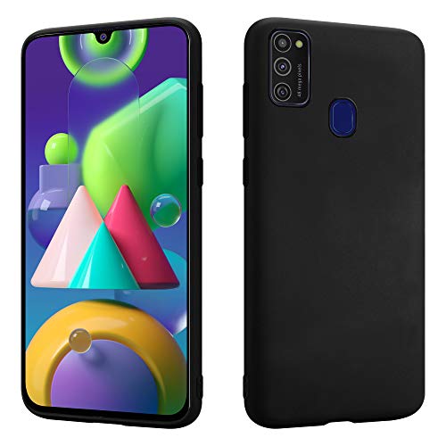 HSP Matt Schwarze Hülle kompatibel mit Samsung Galaxy M21 | Premium TPU Silikon Case | Kratzfest Stoßfest | Matte Oberfläche | Passgenaue, weiche, Ultra dünne Schutzhülle von HS Products