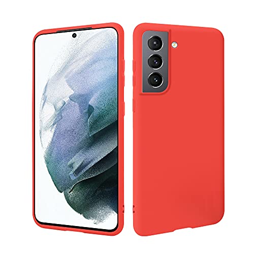 HSP Rote Hülle kompatibel mit Samsung Galaxy S21 5G | Premium TPU Silikon Case | Geeignet für Induktives Laden | Kratzfest Stoßfest | Matte Oberfläche | Passgenaue, weiche, dünne Schutzhülle von HS Products