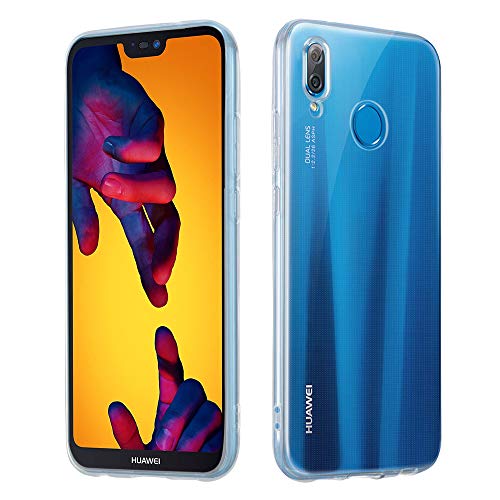 HSP Transparente Hülle kompatibel mit Huawei P20 Lite | Premium TPU Silikon Case | Kratzfest Stoßfest Klar | Geeignet für Induktives Laden | Microdot Handyhülle | Weiche, durchsichtige Schutzhülle von HS Products