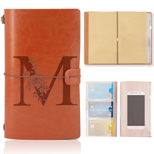Leder Notizbuch, Nachfüllbares Reisejournal, Vintage Tagebuch zum Geburtstag Geschenk für Frauen Männer, Personalisierte Geschenke für Mama Papa Schule Freund Lehrer Schwestern Kollegen（M) von HSDSH