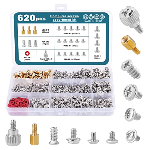 HSeaMall 620 Stück Computerschrauben DIY Reparatur Philips Flachkopfschrauben Sortiment Kit für Festplatte Computergehäuse Motherboard Lüfter Power Graphics von HSEAMALL