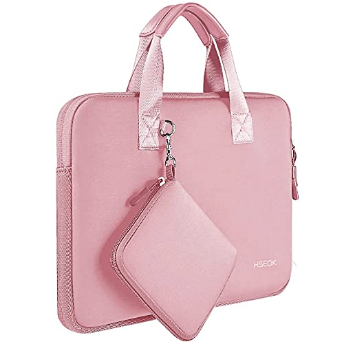 HSEOK Elastische Laptop Hülle 13,3–14 Zoll mit Kleiner Tasche, Regenfeste Tragetasche für 14" MacBook Pro M3/M2/M1, 13" MacBook Air/Pro，Rosa von HSEOK