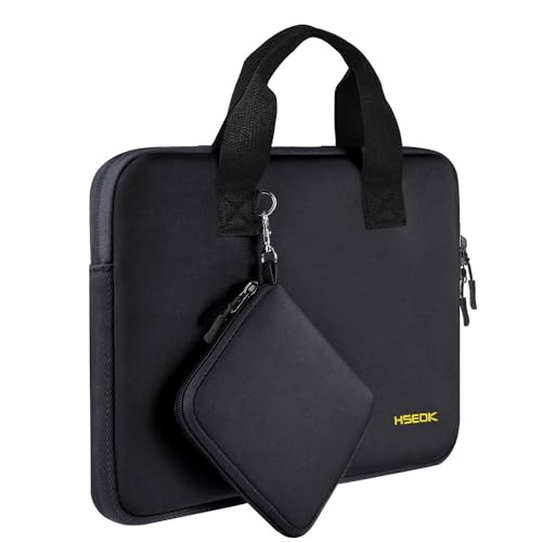 HSEOK Elastische Laptop Hülle 13,3–14 Zoll mit Kleiner Tasche, Regenfeste Tragetasche für 14" MacBook Pro M3/M2/M1, 13" MacBook Air/Pro，Schwarz von HSEOK